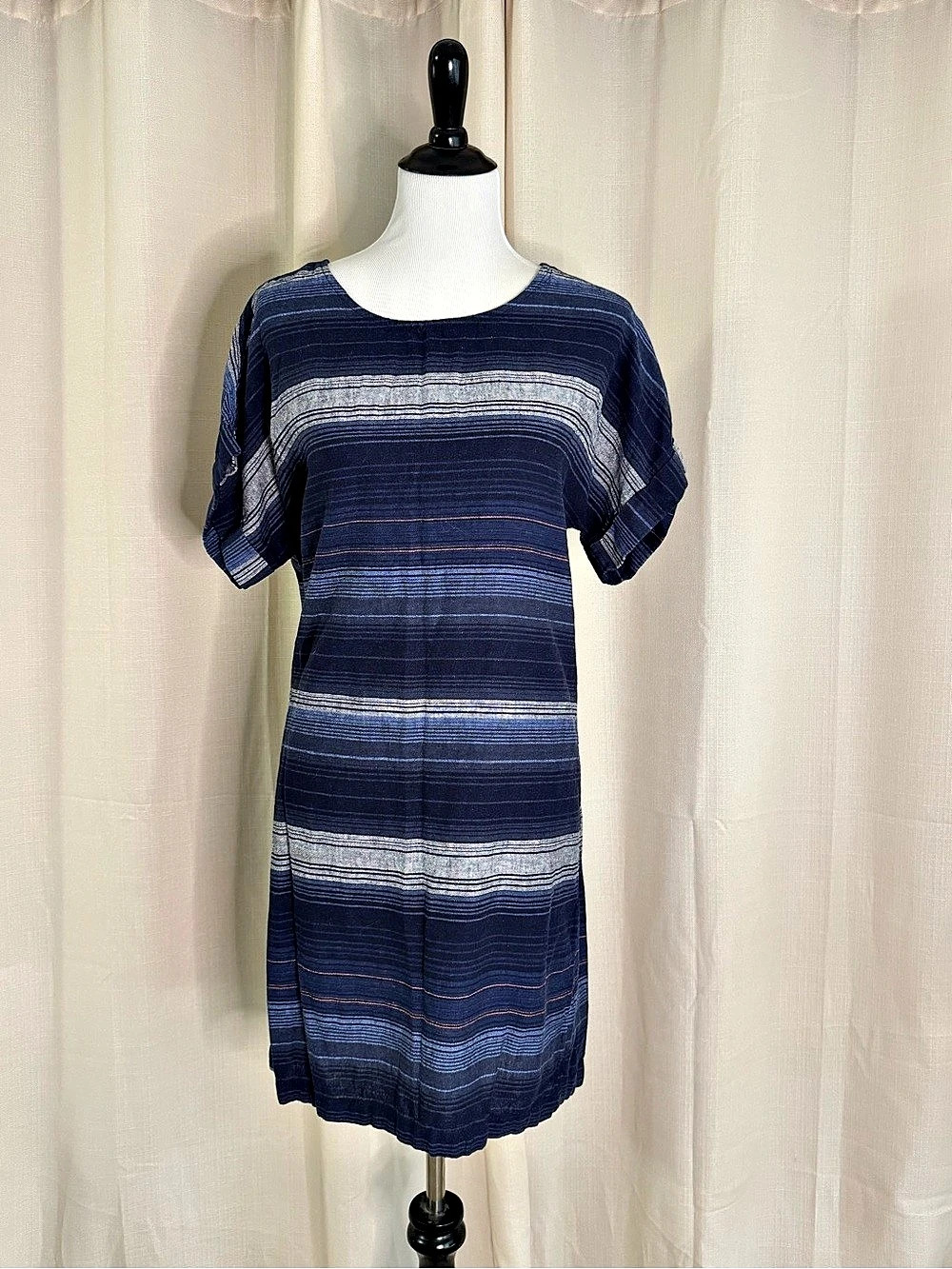 Old Navy Patterned-Linen Shift Dress for Women Medium
